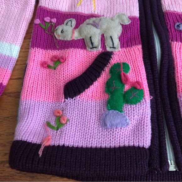 Embroidered Nature appliqués Pink Maroon Color blocked hooded sweater Girl’s 4 - Picture 2 of 11